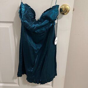 About Us Green shiny mini dress